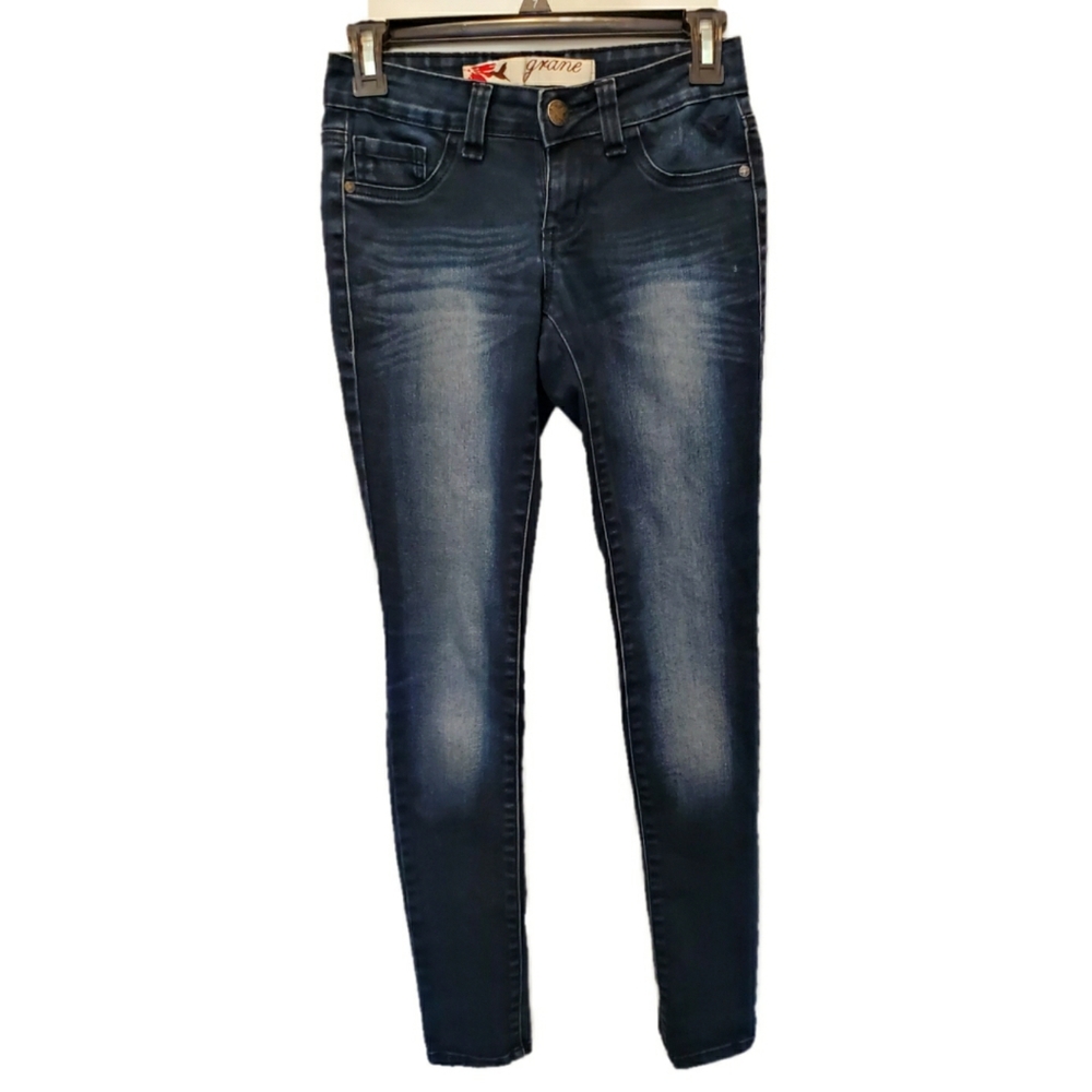 Grane Blue Denim Distressed Skinny Jean's 0
